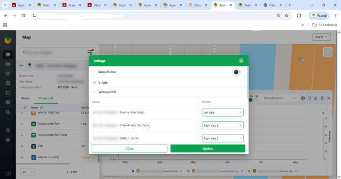SCREENSHOT 9 Settings dialog showing Smooth line toggle and Y-Axis Arrangement section]